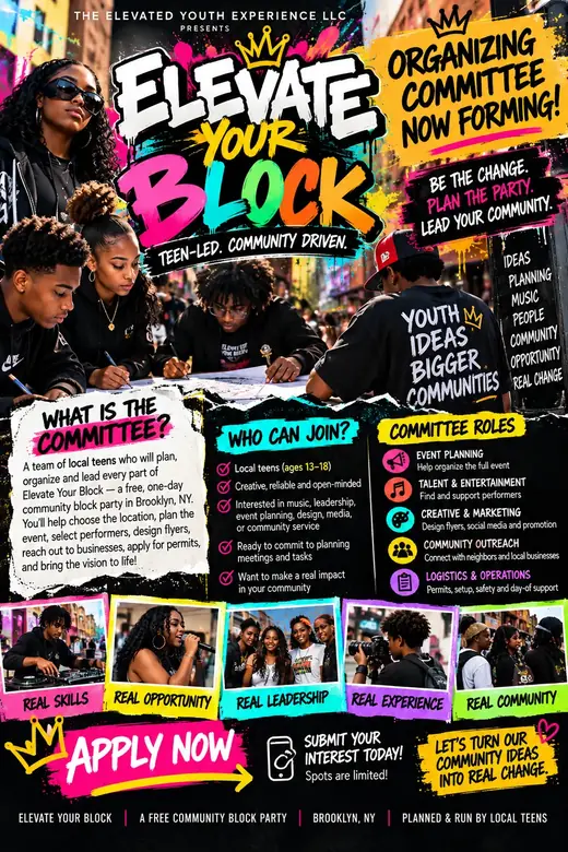 Elevate Your Block flyer: Organizing committee now forming